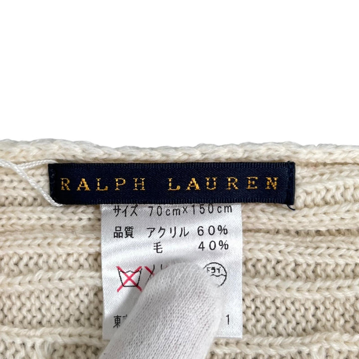 Pristine RALPH LAUREN blanket Wilton Half Cable knit horse embroidered