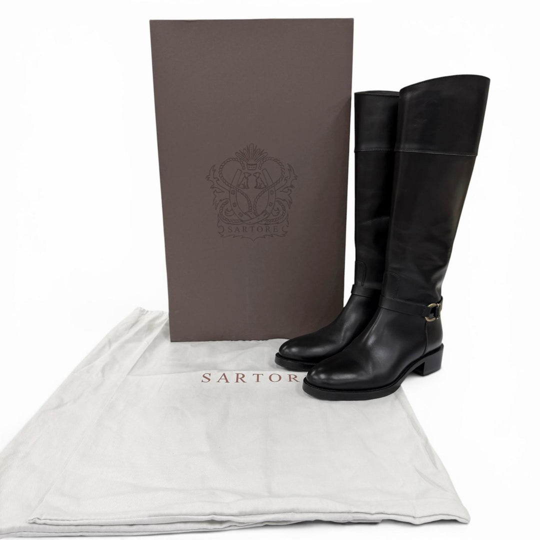 Excellent SARTORE Knee-high boots SIENA Jockey boots black leather Women 36