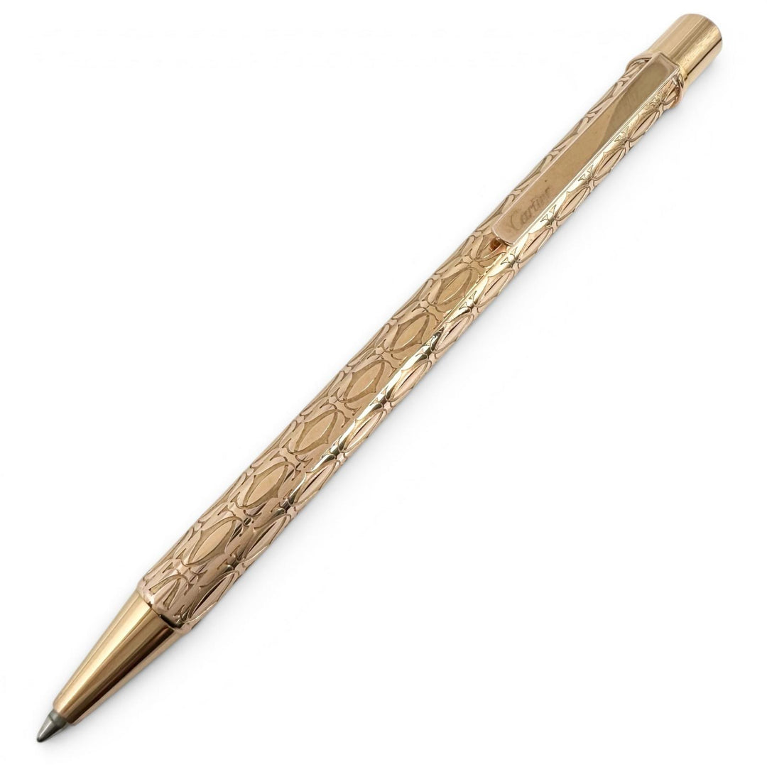 Very Good Cartier Ballpoint pen happy Birthday 2C Decor Twist Style gold ー mens
