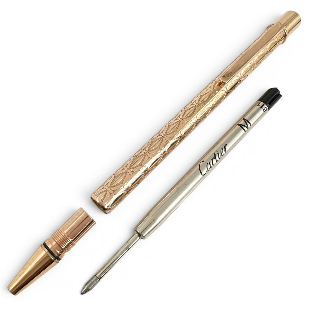 Very Good Cartier Ballpoint pen happy Birthday 2C Decor Twist Style gold ー mens