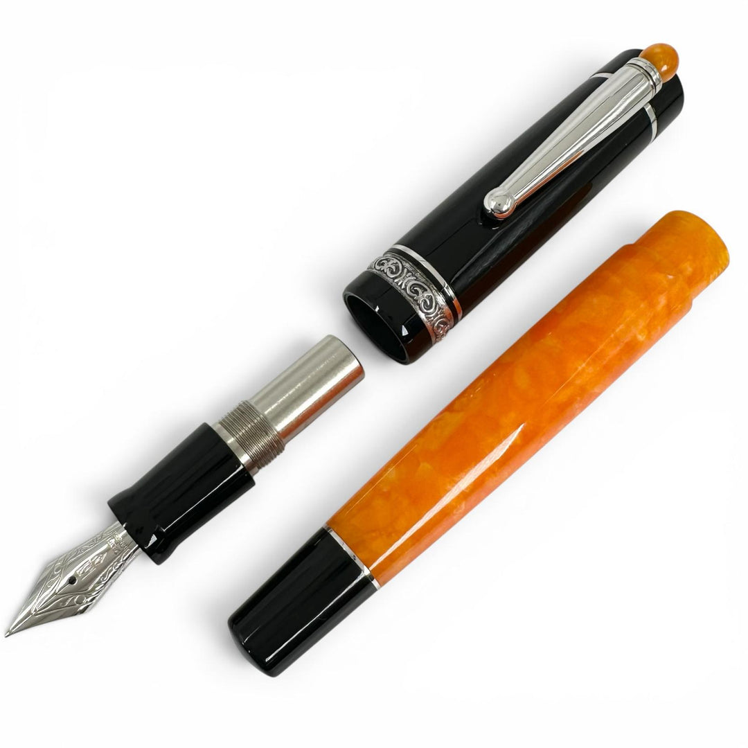 Great DELTA fountain pen Dolcevita Orange black 14K mens