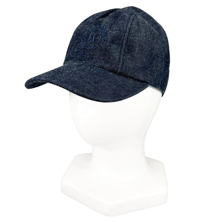 Great HERMES cap Logo embroidery, Crude Cell, Serie buttons, denim. Women EU 56