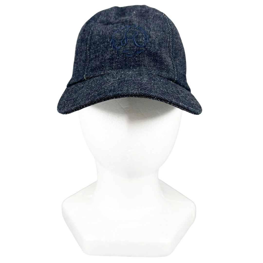 Great HERMES cap Logo embroidery, Crude Cell, Serie buttons, denim. Women EU 56