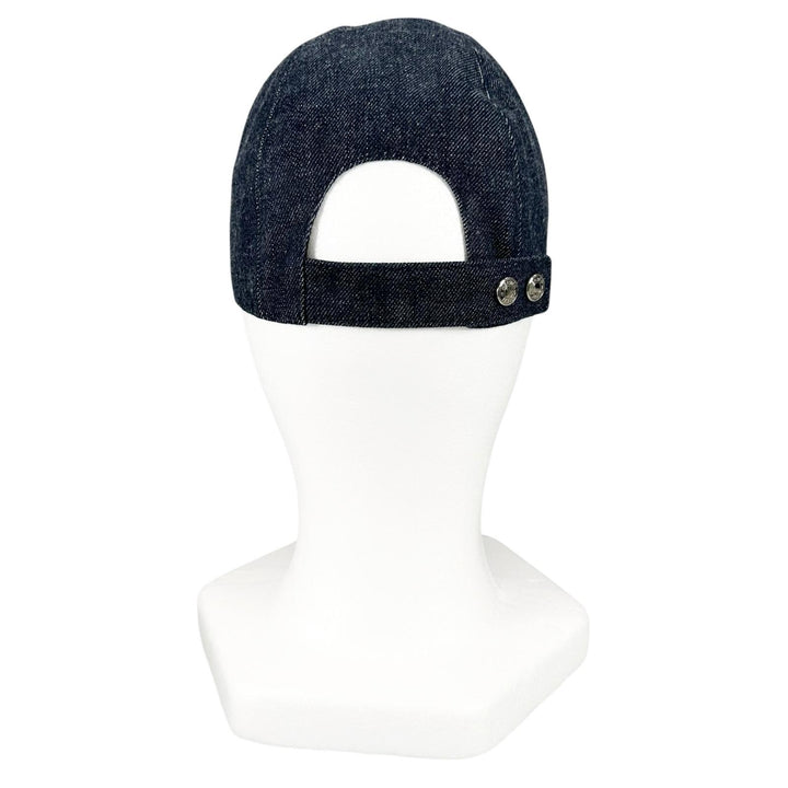 Great HERMES cap Logo embroidery, Crude Cell, Serie buttons, denim. Women EU 56