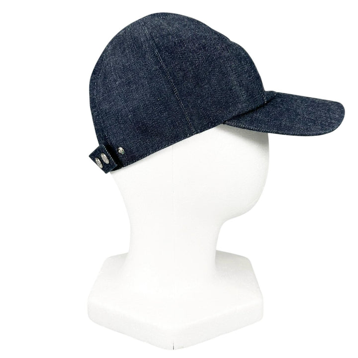 Great HERMES cap Logo embroidery, Crude Cell, Serie buttons, denim. Women EU 56
