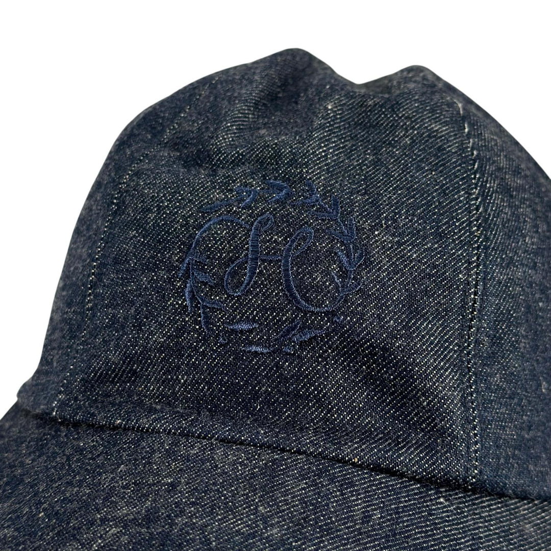 Great HERMES cap Logo embroidery, Crude Cell, Serie buttons, denim. Women EU 56