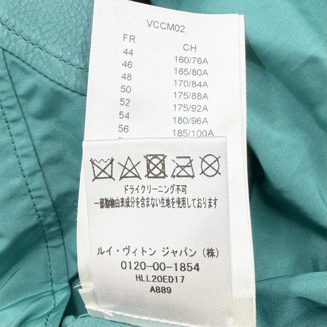 Great LOUIS VUITTON Blouson Leather-trimmed zip-up jacket turquoise blue
