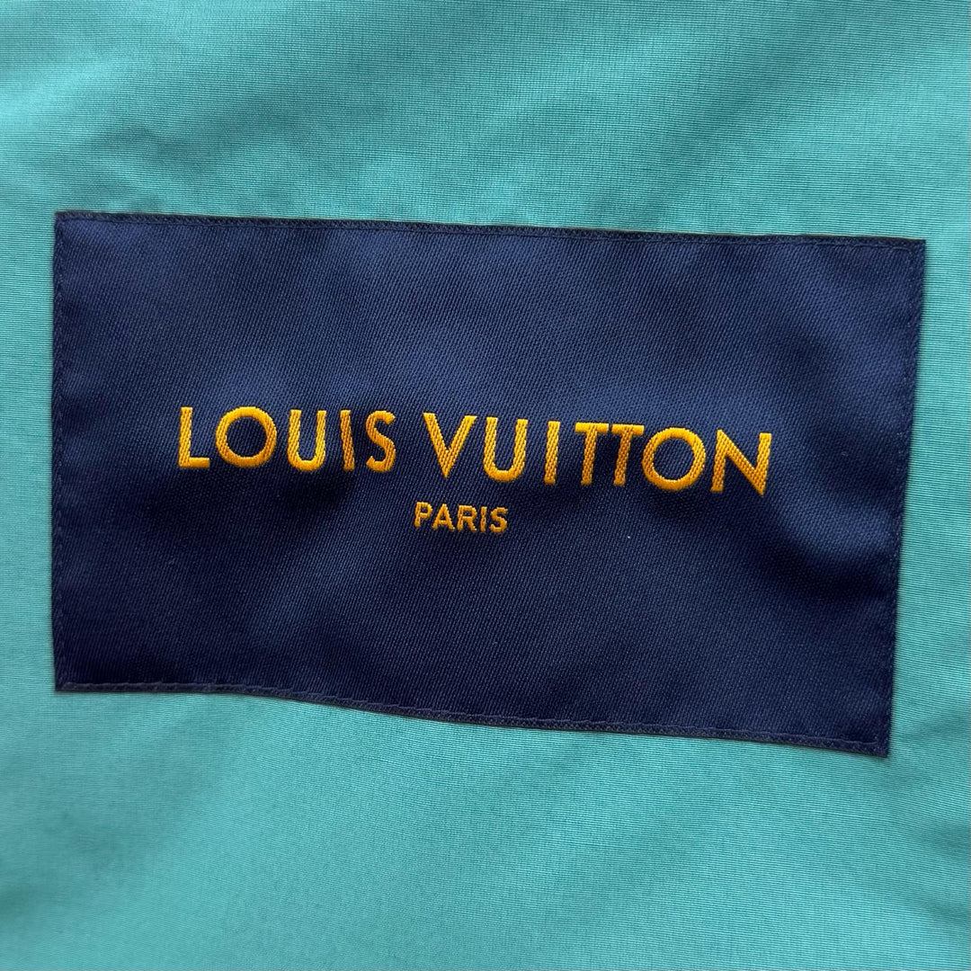Great LOUIS VUITTON Blouson Leather-trimmed zip-up jacket turquoise blue