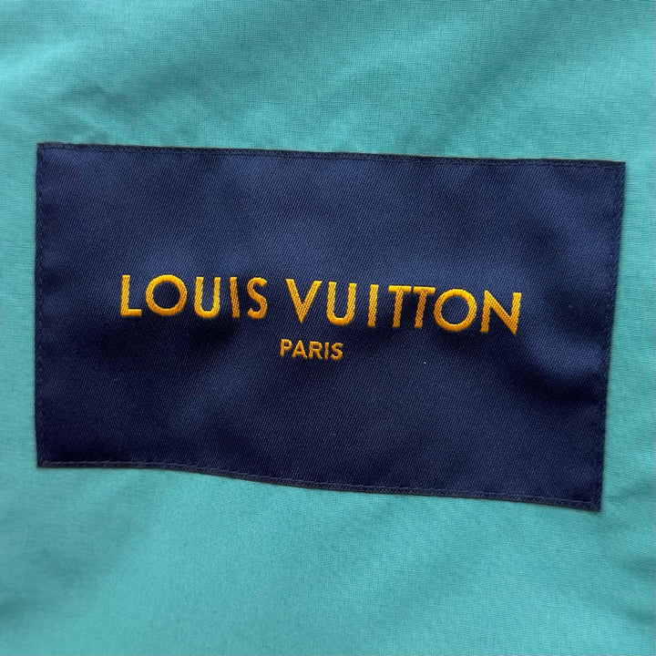 Great LOUIS VUITTON Blouson Leather-trimmed zip-up jacket turquoise blue