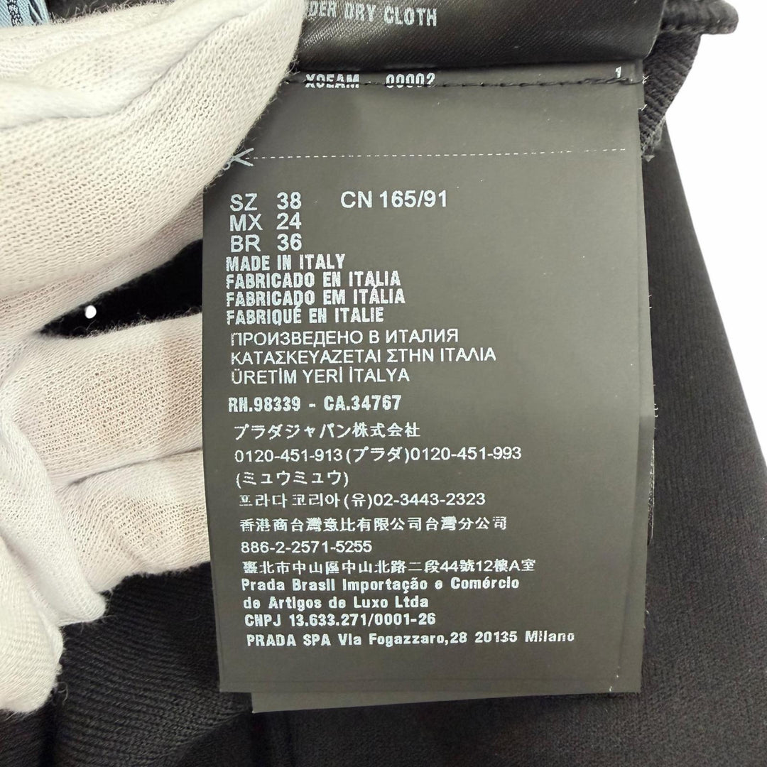 Excellent PRADA Pants Triangle knit with logo black wool Women 38 22225