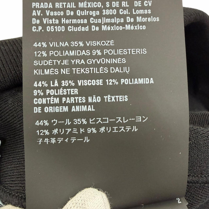 Excellent PRADA Pants Triangle knit with logo black wool Women 38 22225