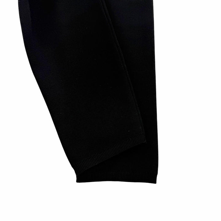 Excellent PRADA Pants Triangle knit with logo black wool Women 38 22225