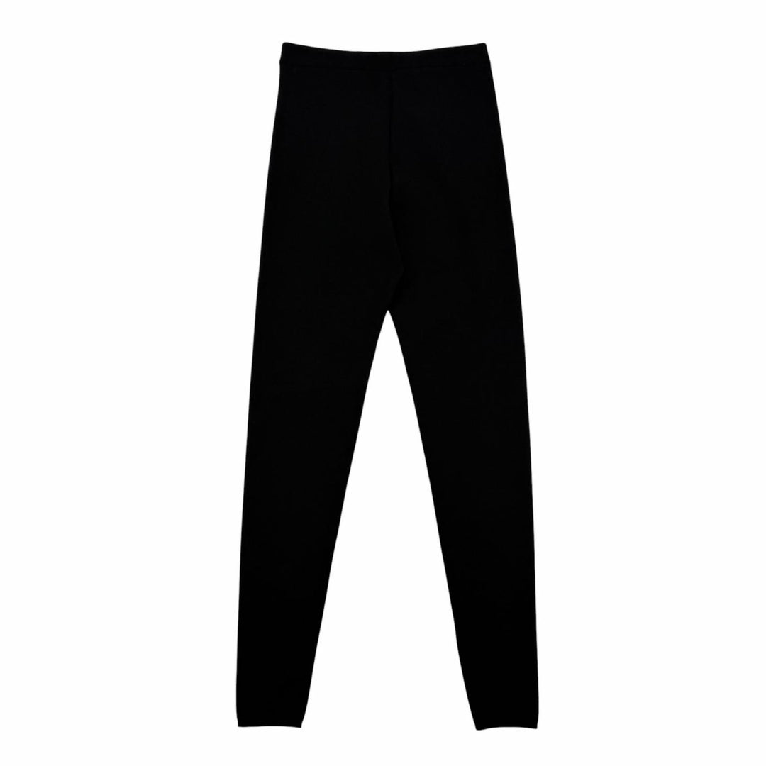 Excellent PRADA Pants Triangle knit with logo black wool Women 38 22225