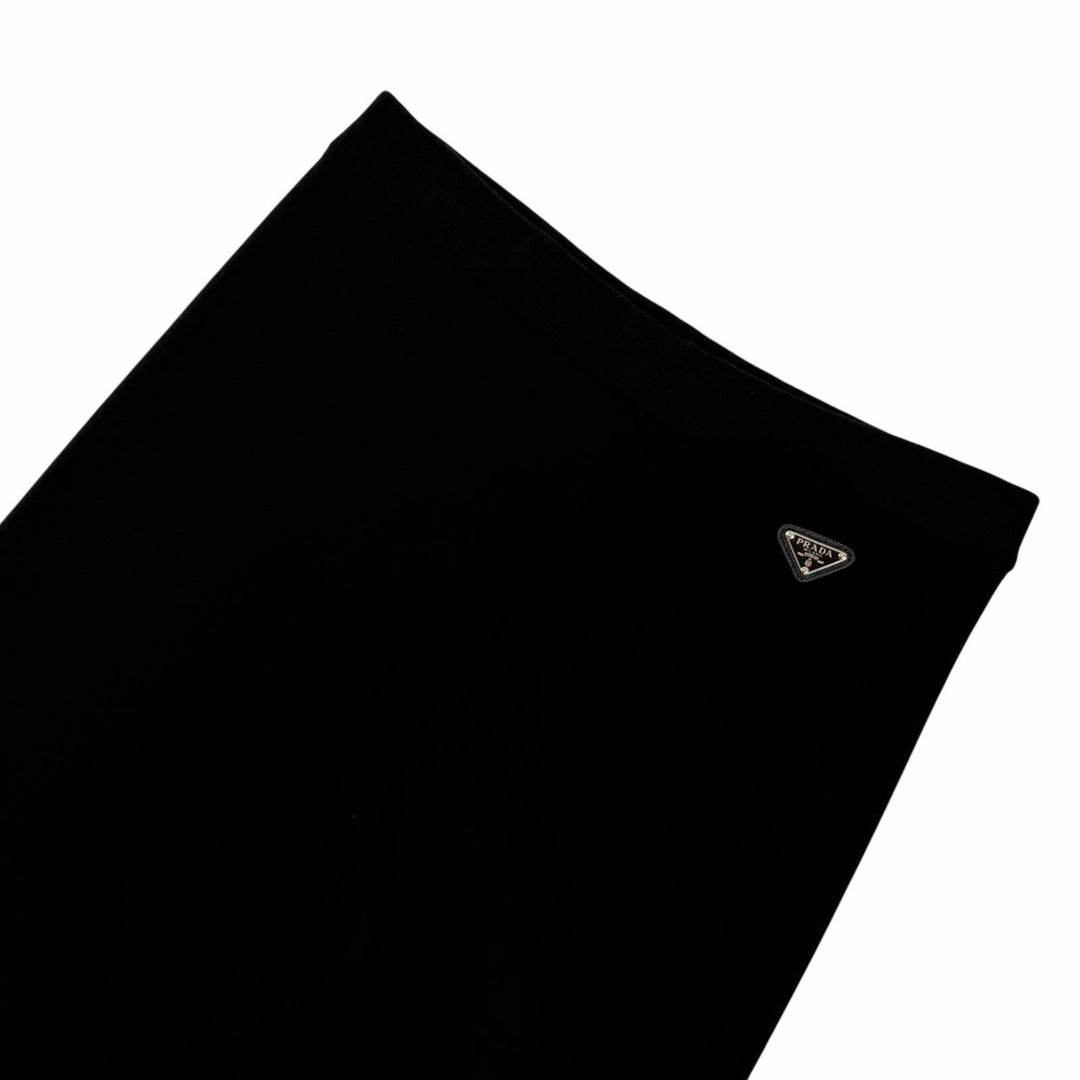 Excellent PRADA Pants Triangle knit with logo black wool Women 38 22225