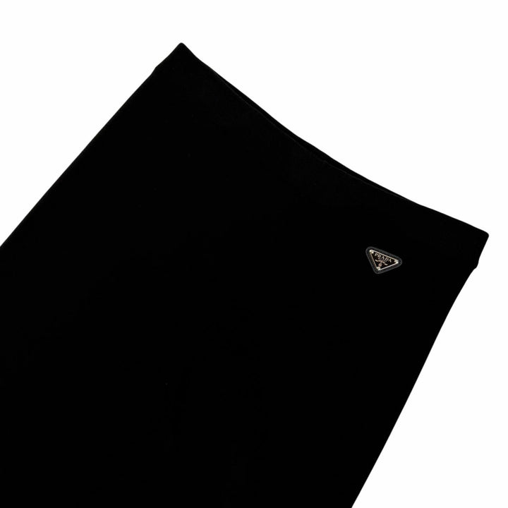 Excellent PRADA Pants Triangle knit with logo black wool Women 38 22225