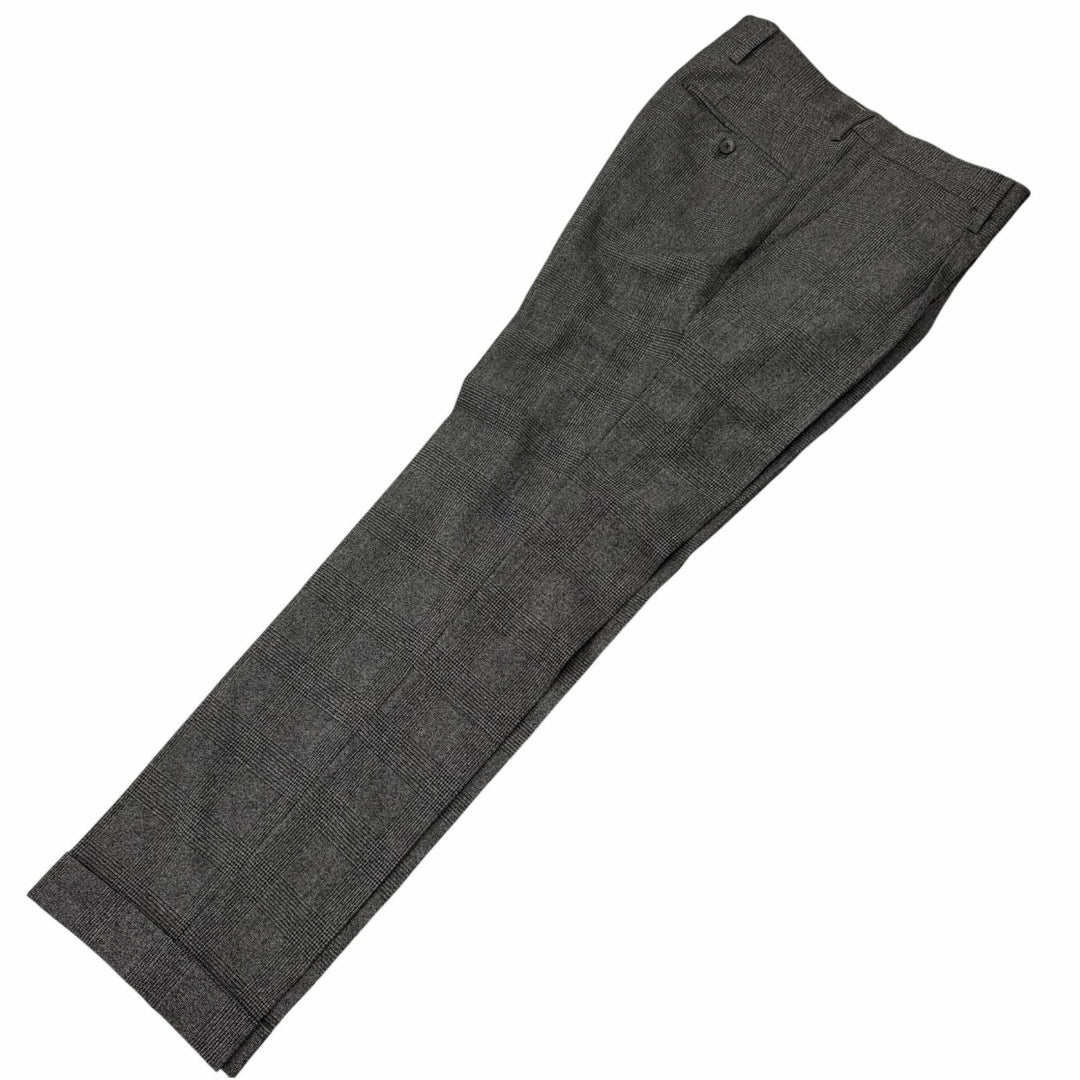 Excellent LARDINI suit Tessuto Esclusi Glen Plaid Boutonniere gray wool mens 46