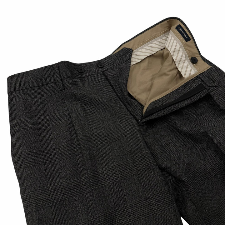 Excellent LARDINI suit Tessuto Esclusi Glen Plaid Boutonniere gray wool mens 46