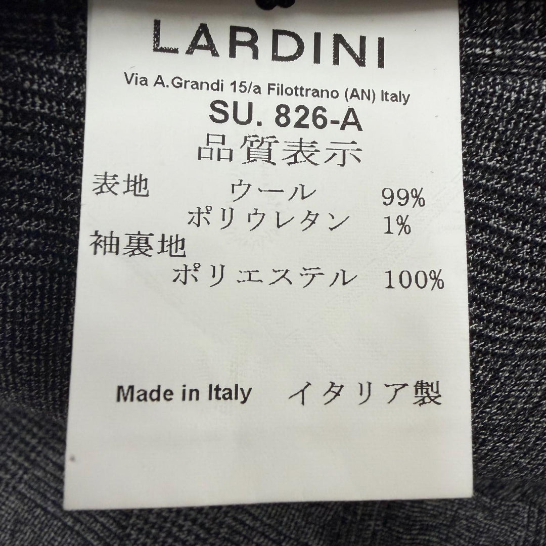 Excellent LARDINI suit Tessuto Esclusi Glen Plaid Boutonniere gray wool mens 46