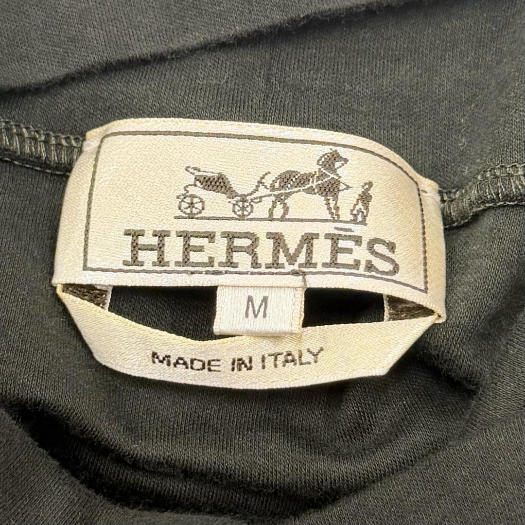 Excellent HERMES T-shirt Saddle Stitch High Neck Long Sleeve T-Shirt khaki