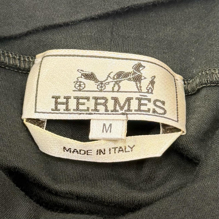 Excellent HERMES T-shirt Saddle Stitch High Neck Long Sleeve T-Shirt khaki
