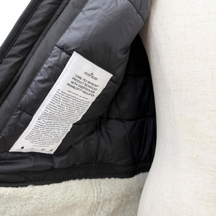 Great STONE ISLAND Jacket Sheepskin trim black Mouton mens M