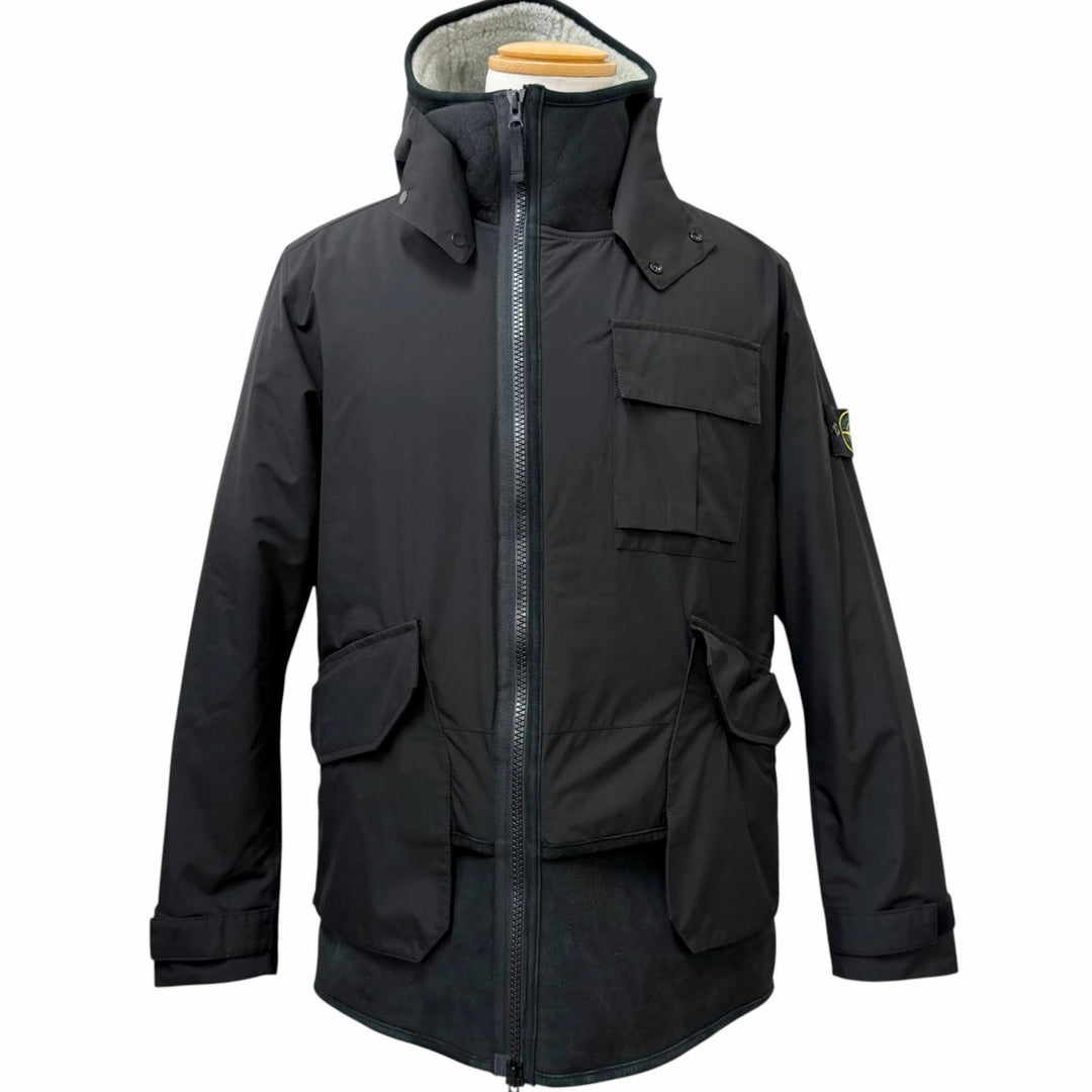 Great STONE ISLAND Jacket Sheepskin trim black Mouton mens M