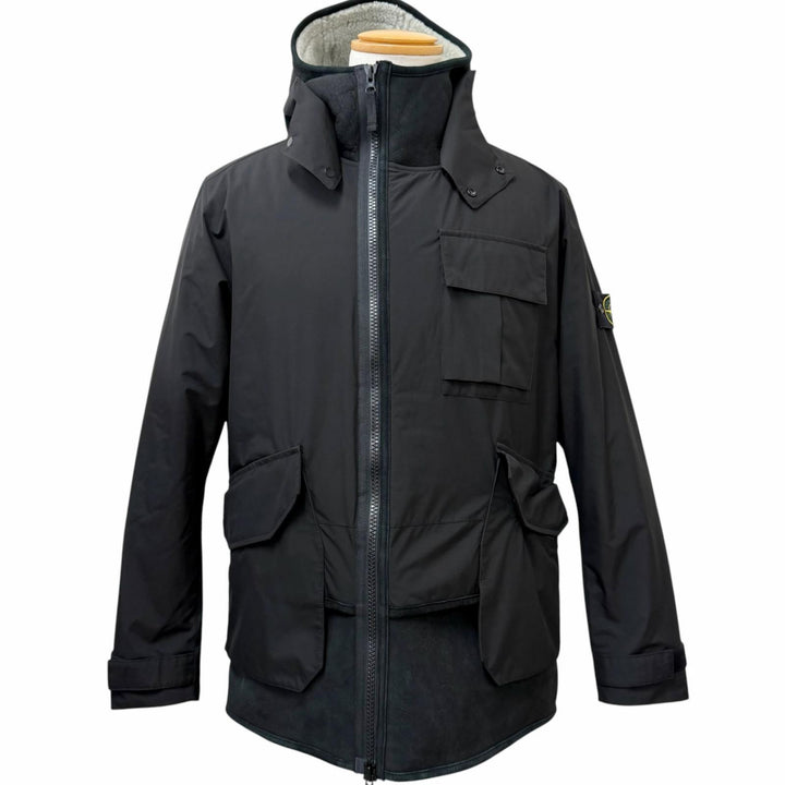 Great STONE ISLAND Jacket Sheepskin trim black Mouton mens M