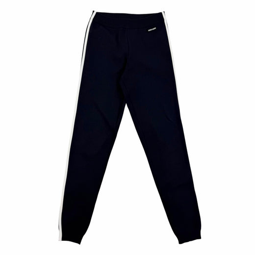 Excellent MIUMIU Pants Logo-printed technical fabric Dark navy Women 38 MMP274