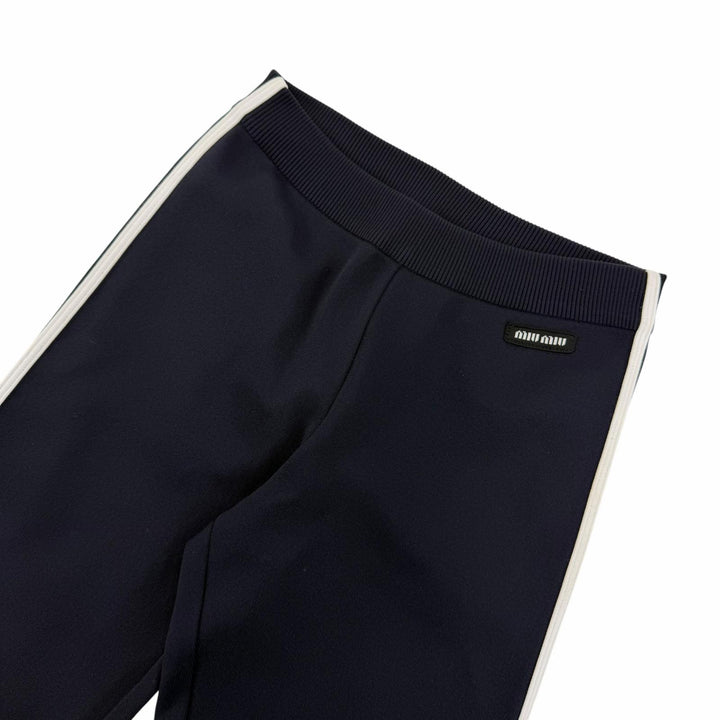 Excellent MIUMIU Pants Logo-printed technical fabric Dark navy Women 38 MMP274