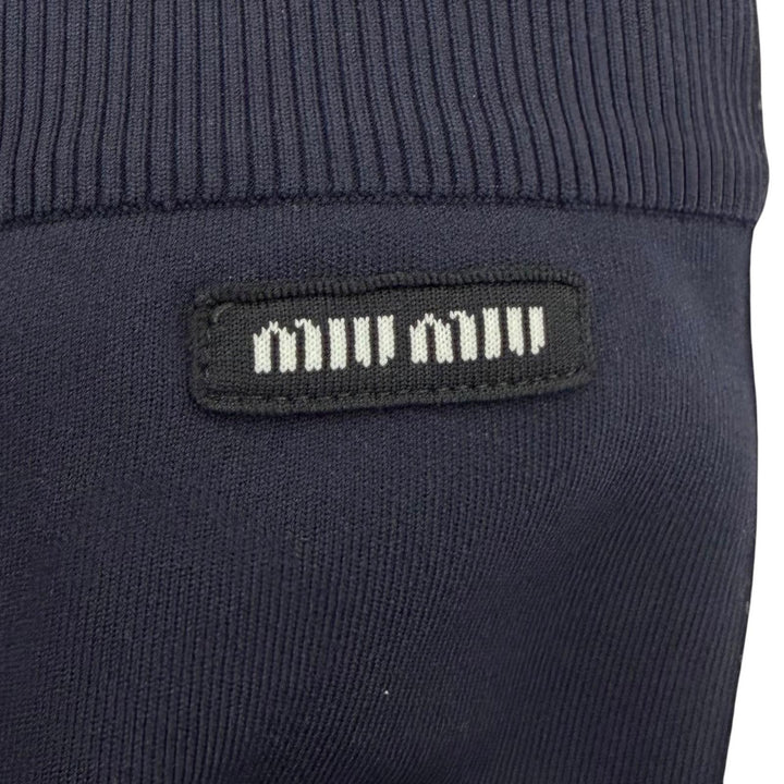 Excellent MIUMIU Pants Logo-printed technical fabric Dark navy Women 38 MMP274