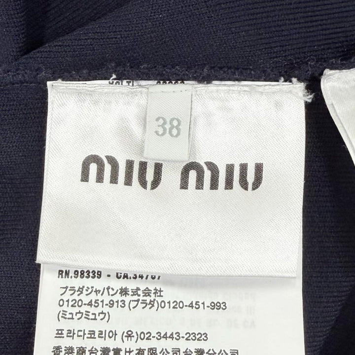 Excellent MIUMIU Pants Logo-printed technical fabric Dark navy Women 38 MMP274
