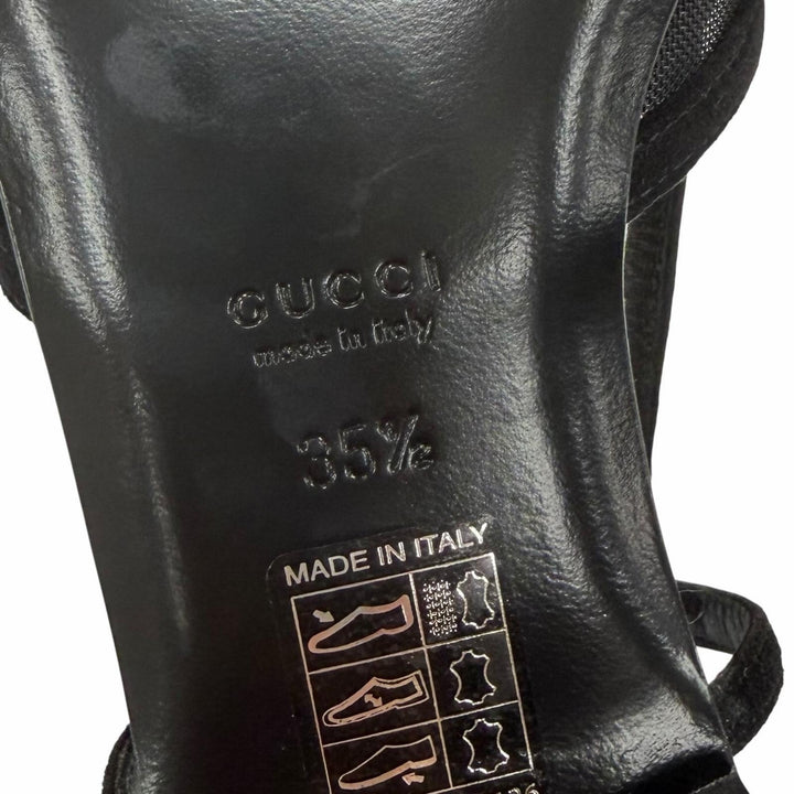 Pristine GUCCI pumps GG Crystal Slingback Flats black ー Women 35.5 771662