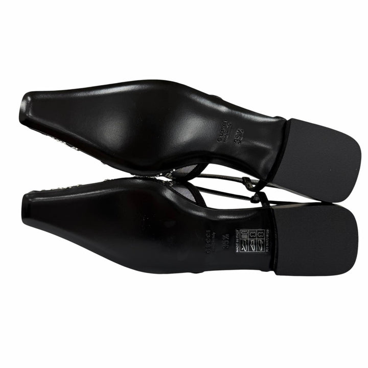 Pristine GUCCI pumps GG Crystal Slingback Flats black ー Women 35.5 771662