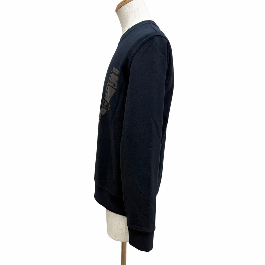 Discounted Great HERMES sweat ODYSSEY H-motif lambskin leather patch Navy cotton mens XS
