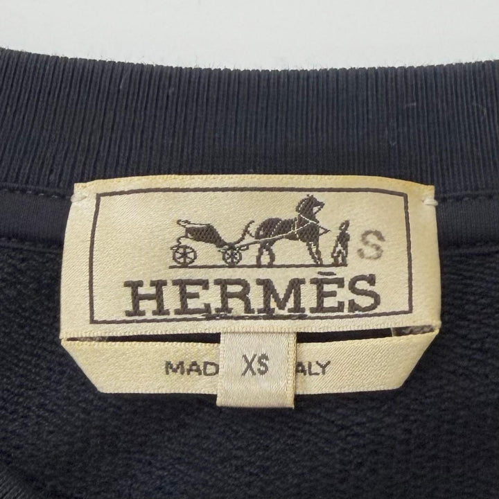 Discounted Great HERMES sweat ODYSSEY H-motif lambskin leather patch Navy cotton mens XS