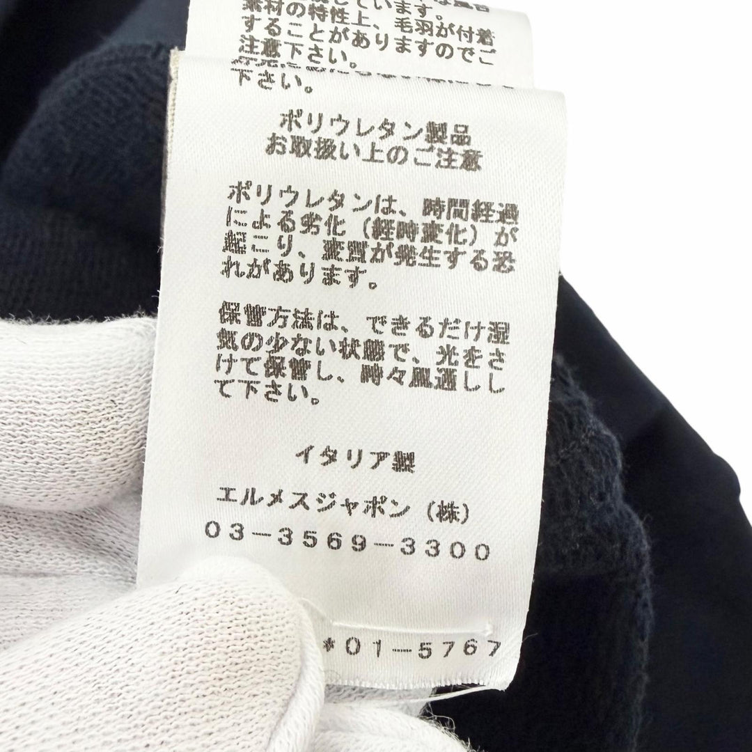 Discounted Great HERMES sweat ODYSSEY H-motif lambskin leather patch Navy cotton mens XS