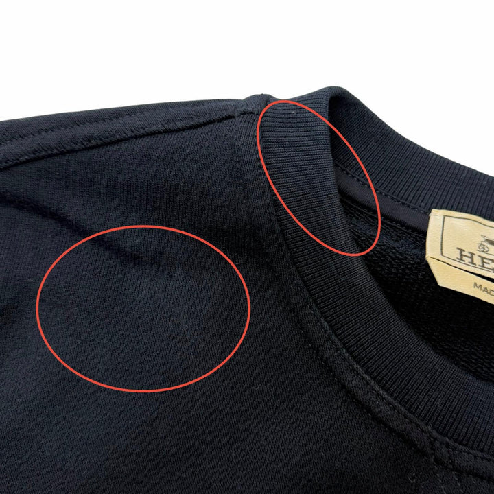 Discounted Great HERMES sweat ODYSSEY H-motif lambskin leather patch Navy cotton mens XS