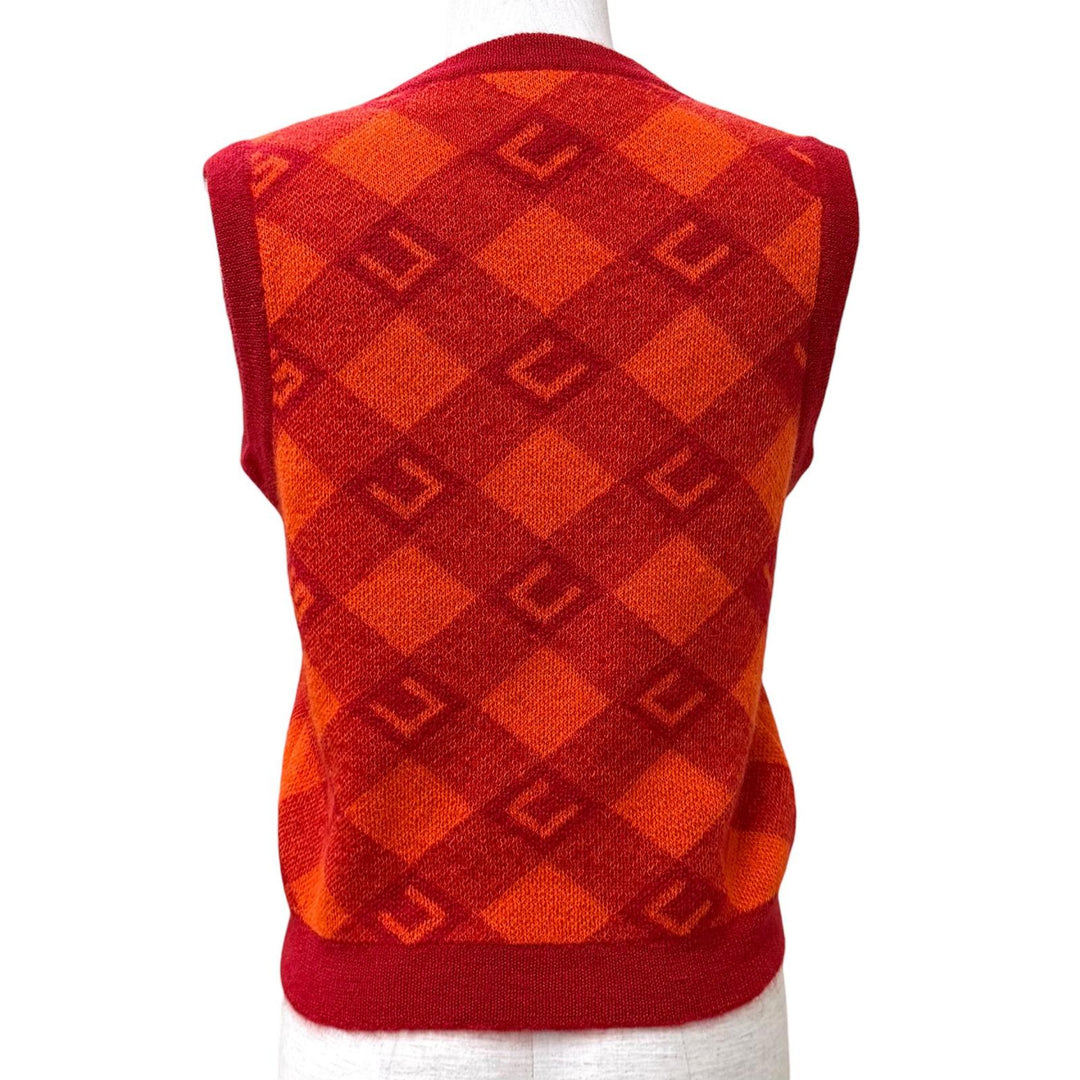 Excellent GUCCI Best Logo design check pattern knit Orange mohair XXS 650397