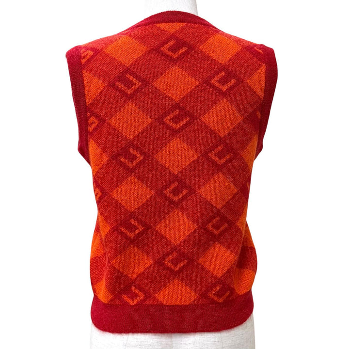 Excellent GUCCI Best Logo design check pattern knit Orange mohair XXS 650397