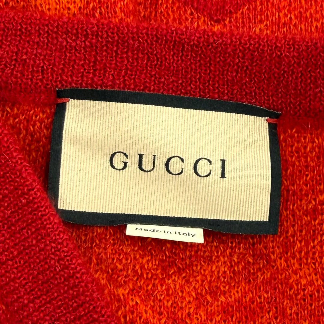 Excellent GUCCI Best Logo design check pattern knit Orange mohair XXS 650397