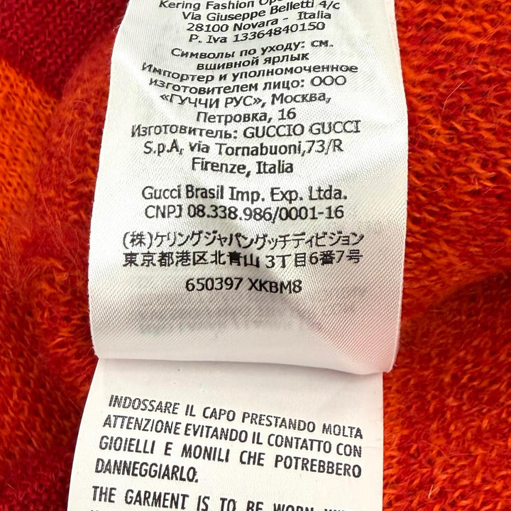 Excellent GUCCI Best Logo design check pattern knit Orange mohair XXS 650397
