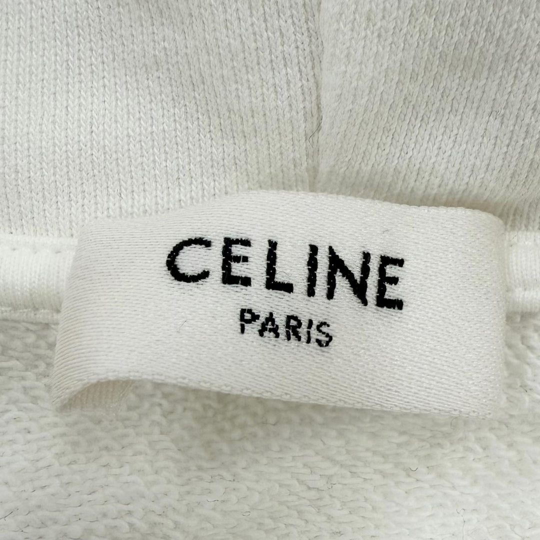 Excellent CELINE hoodie Gradient Logo Loose Hoodie white cotton mens S 2Y753670Q