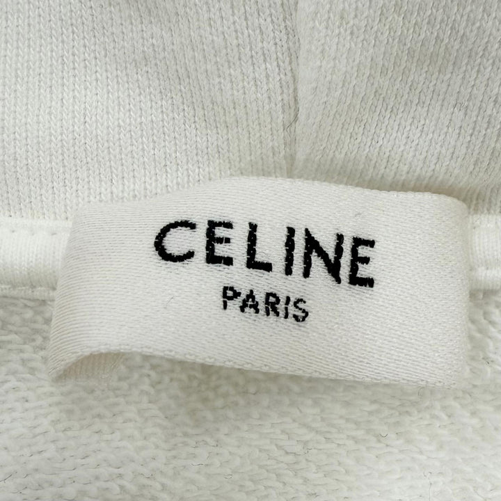 Excellent CELINE hoodie Gradient Logo Loose Hoodie white cotton mens S 2Y753670Q
