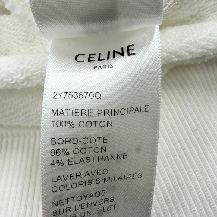 Excellent CELINE hoodie Gradient Logo Loose Hoodie white cotton mens S 2Y753670Q