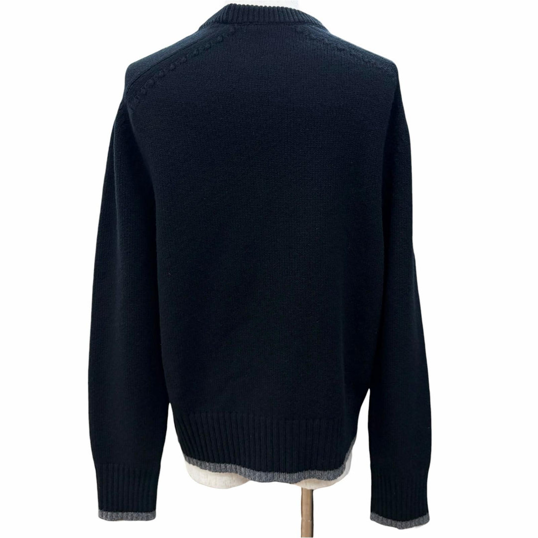 Great DIOR sweater ATELIER Embroidery Long Sleeve black wool mens M 213M640AT298