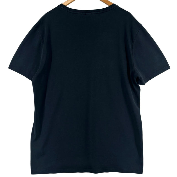 Great BERLUTI Short sleeve T-shirt Leather patch crew neck Dark navy cotton mens