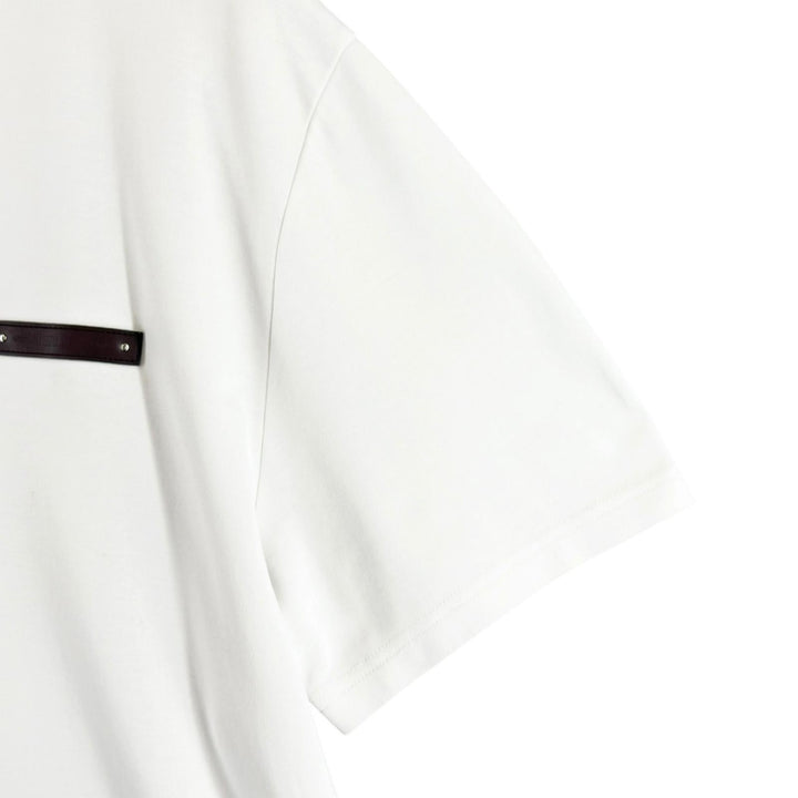 Great BERLUTI Short sleeve T-shirt Leather patch crew neck white cotton mens XL