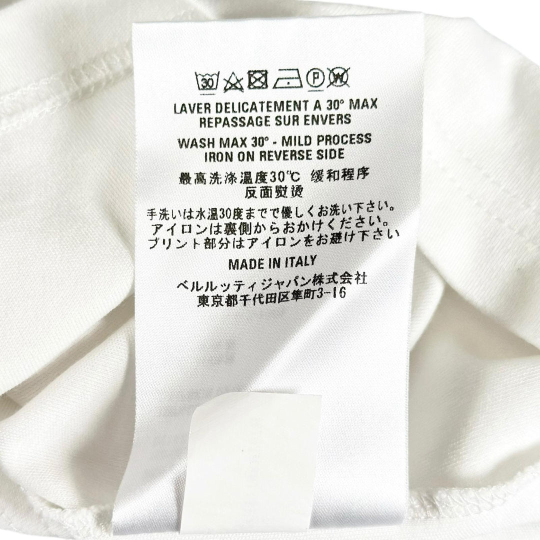 Great BERLUTI Short sleeve T-shirt Leather patch crew neck white cotton mens XL
