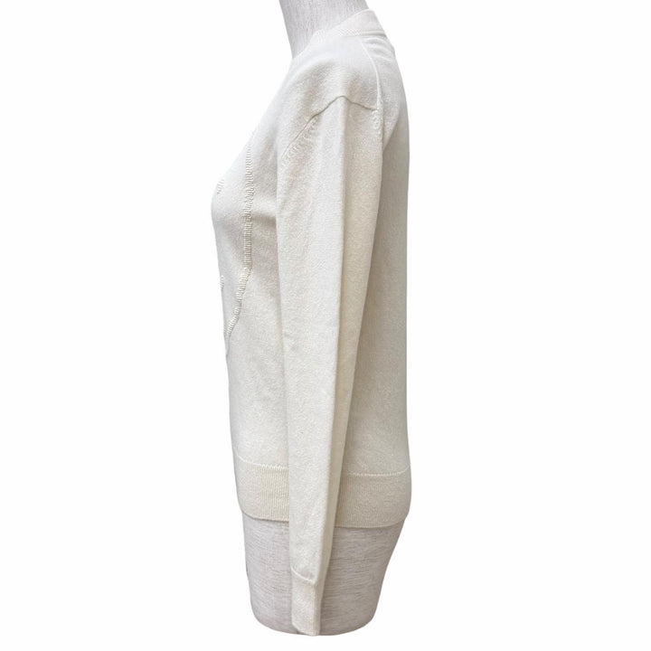 Excellent HERMES knit H-Lift Crew Neck Long Sleeve Ivory cashmere 36 2604D1