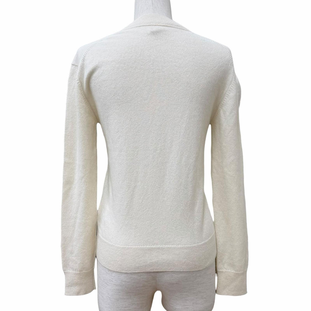 Excellent HERMES knit H-Lift Crew Neck Long Sleeve Ivory cashmere 36 2604D1